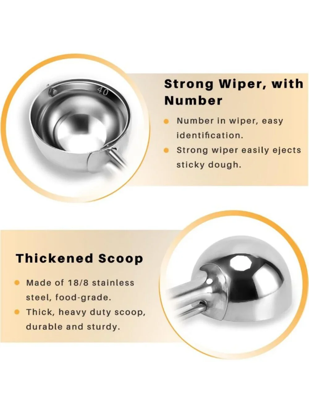 Versatile Cookie Scoop Set - 3 Sizes for Baking, Heavy-Duty Stainless Steel, Ice